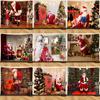 Merry Christmas Santa Claus Fireplace Print Pattern Tapestry Home Living Room Bedroom Decoration Background Cloth Tapestry