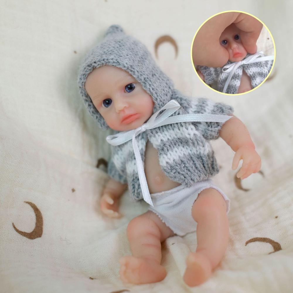 6 Inch Pure Solid Silicone Mini Reborn Dolls LouLou Soft Touch Elastic Stretchable Simulation Girl Doll Real Life Awake Palm Newborn Dolls for Kids 3+