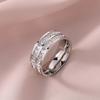 Titanium Steel Single Double Row Full Diamond Stainless Steel Couple Rings Personality Starry Sky Ring