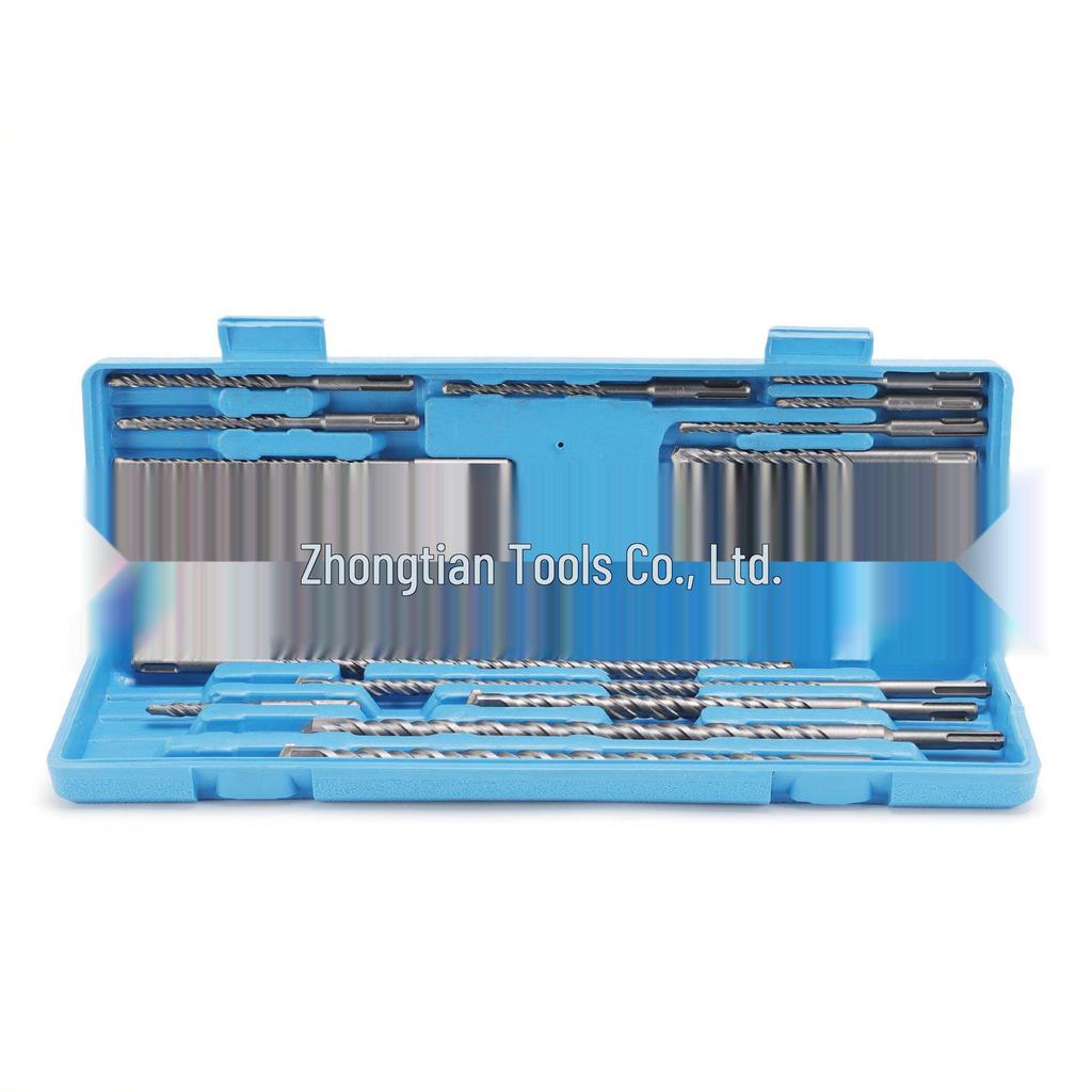 20-Piece Electric Hammer Drill Bit & Chisel Set - Round Shank Alloy for Wall Perforation