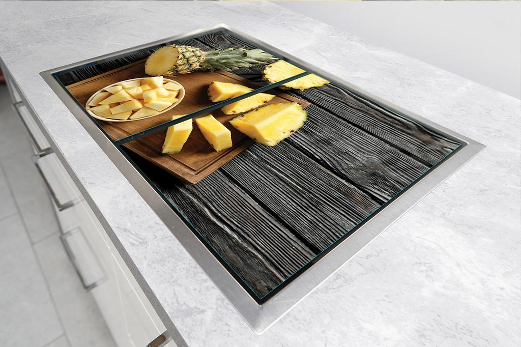 SZKLANA PŁYTA OCHRONNA NA KUCHENKĘ 90x52 ANANAS
