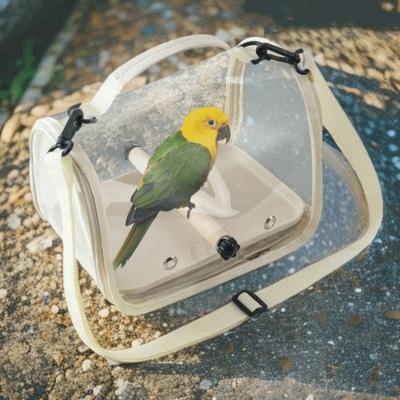 Draagbare Vogeltransporttas Opvouwbaar Ademend Gaas Reiskooi voor Vogels Grote Capaciteit Doorzichtig Raam Vogeltransportkooi