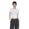Short front shoulder crew neck T-shirt women's summer minimalist versatile slim fit tight pure desire style American Spice Girl top