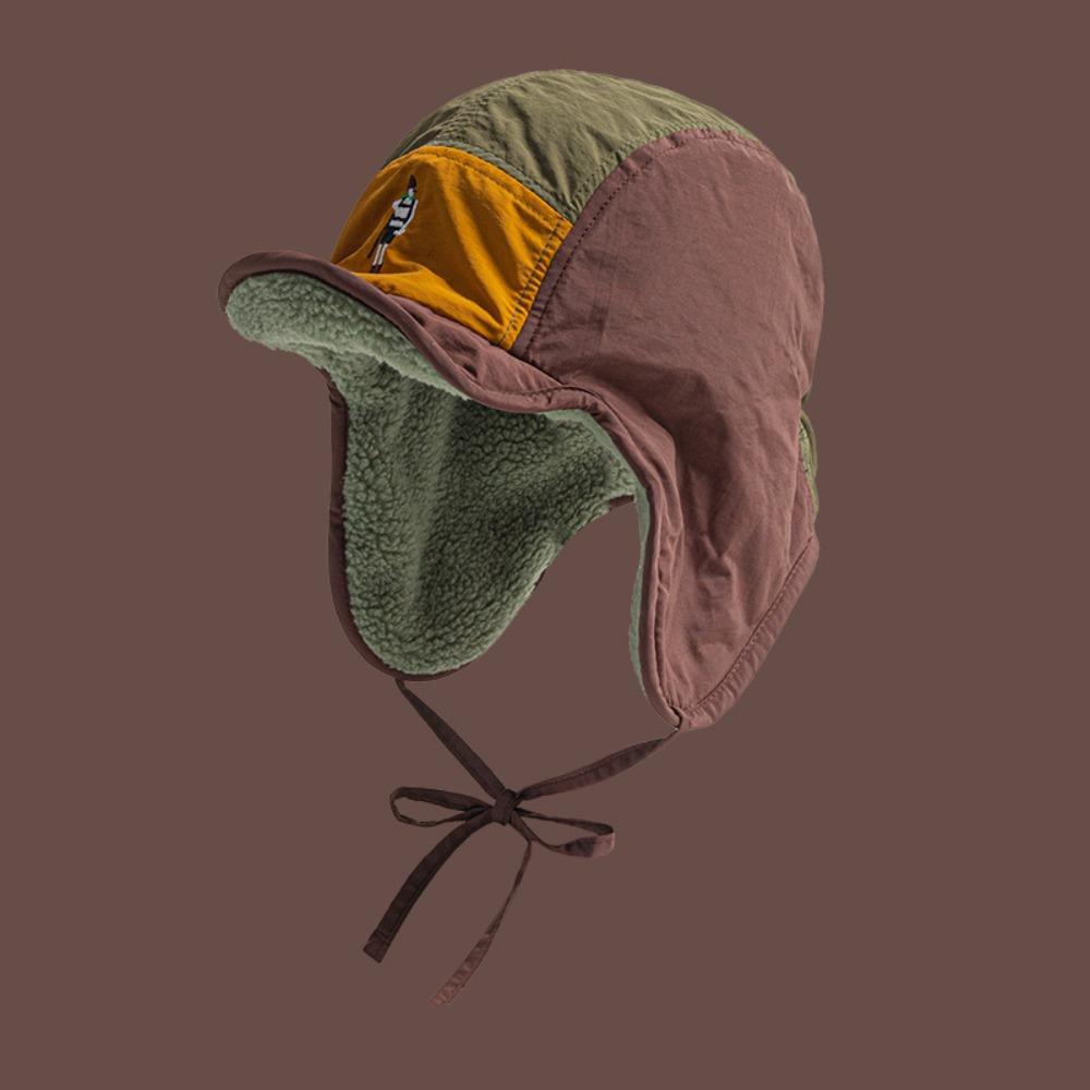 Retro Klobouk s ochranou uší Barevně sladěná pilotní čepice Módní teplý klobouk Podzim Zima