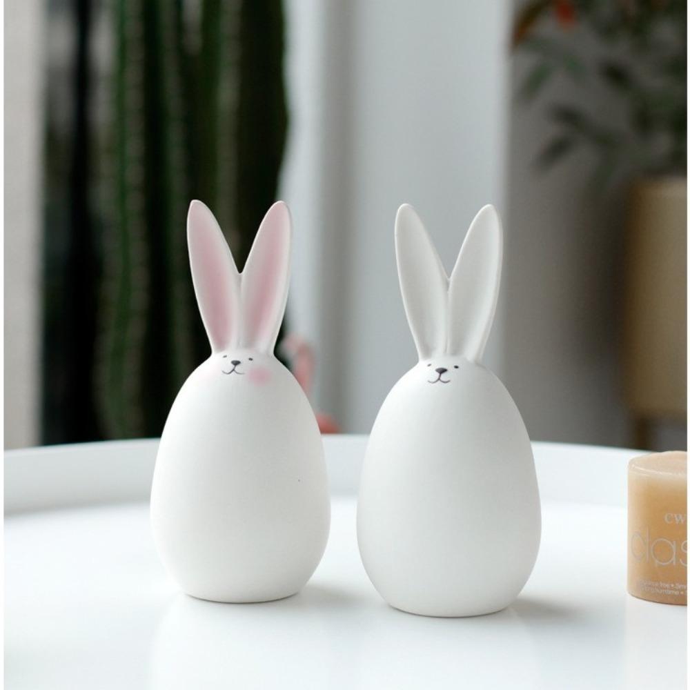 Kawaii Hare Ceramics Rabbit Figurines Nordic Style Hand Painting Embryo Easter Bunny Egg DIY Animal Ornament Room Decoration