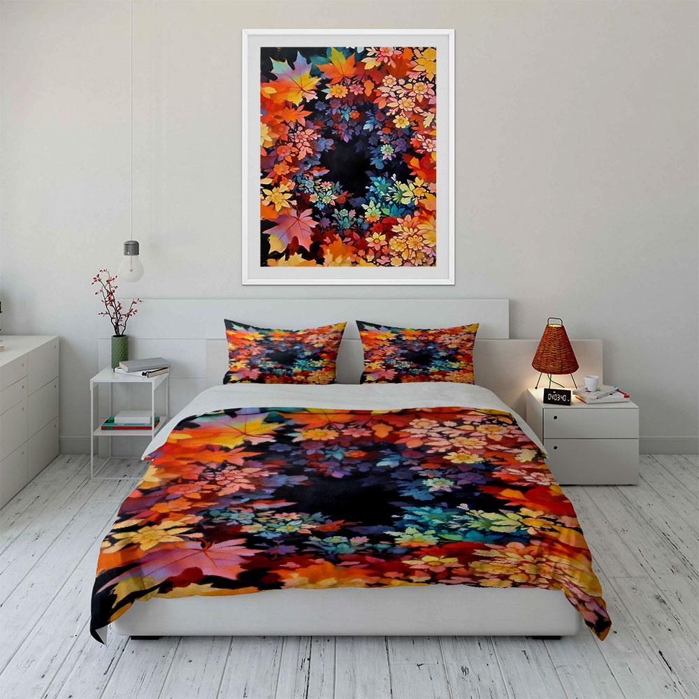 Colorful Leaves and Flowers. Bedding Sets Duvet Cover Sets Duvet Covers Pillowcases(1 * Duvet Cover 2 * Pillowcases Without Duvet Insert)