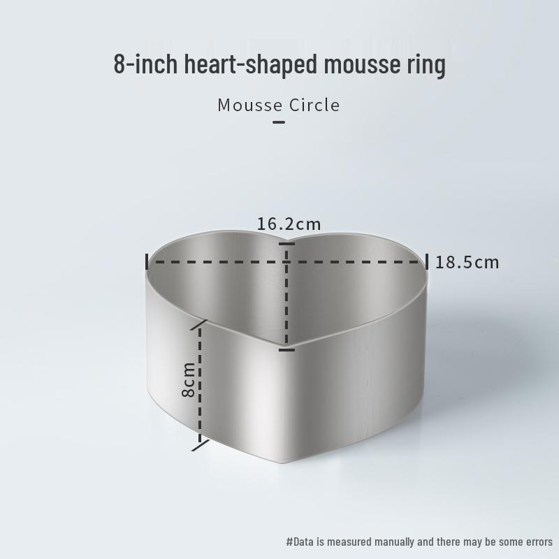 Round Square Heart-Shaped Mousse & Tower Ring, 4-10 Inch, Stainless Steel Baking Mold.