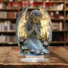 2D Acrylic Radiant Praying Angel Statue - A Calming And Warm Desktop Decoration, Perfect Christmas Gift For Home, Office Or Cafe
