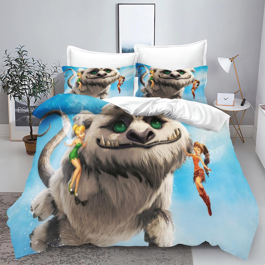 Tinker Bell Anime Disney Bedding Set Duvet Cover 100% Polyester Suitable For Children And Adults 3-Piece Set 1 Quilt Cover