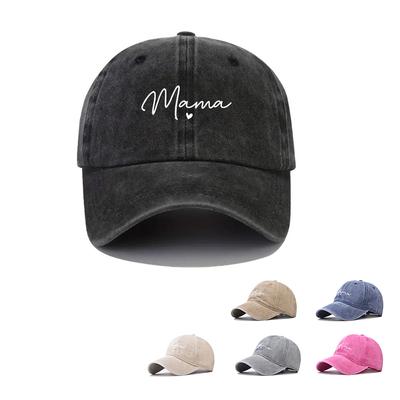 Frühling Sommer MAMA Stickerei Gewaschene Baumwolle Baseballkappen Mode Damen Herren Sport Schirme Snapback Kappe Atmungsaktiv Outdoor Sonnenhut