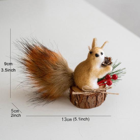 Yousheng Forest Animal Christmas Ornaments Fluffy Faux Fur Squirrel Decor with Hanging Rope 3D Woodland Christmas Tree Decorations