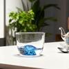 Taza de té Jinshan con borde dorado: Vaso pequeño de cristal hecho a mano para té o café
