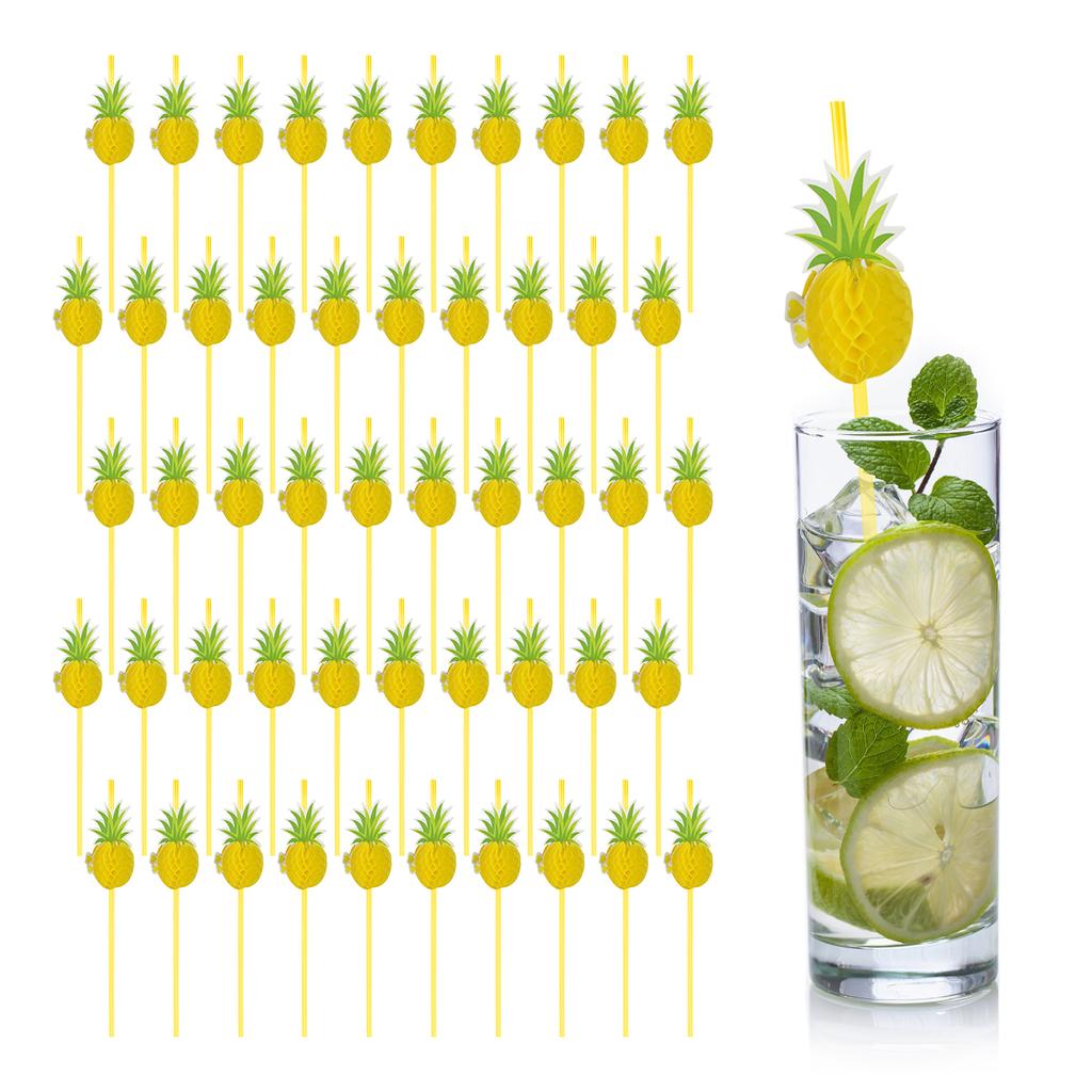 50 to 150pcs/lot Paper Straws For Flamingo Pineapple Drinking Straws Cupcake Hawaiian Decoration Supplies Paper Drinking Straws