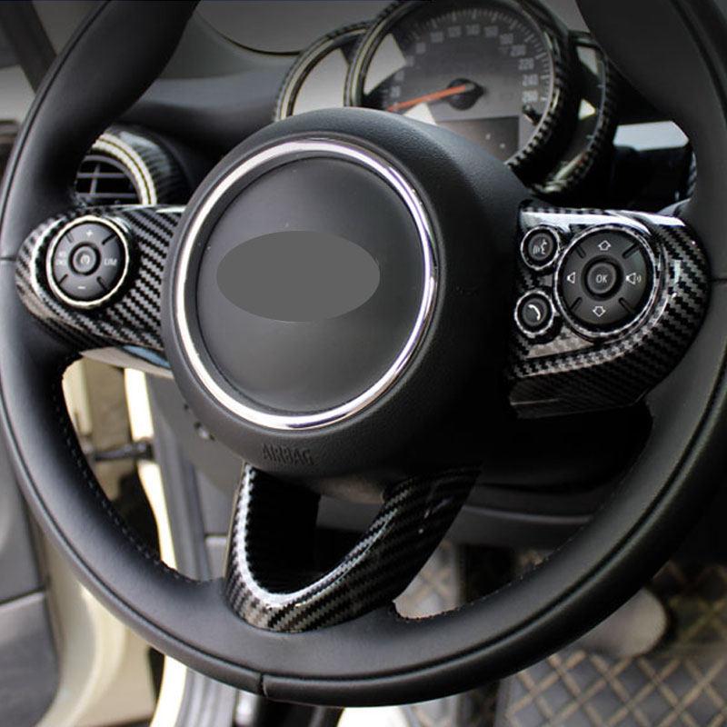 ABS Carbon Fiber Style Accessories For BMW Mini Cooper S JCW F54 F55 F56 F57 F60 Car Interior Steering Wheel Button Cover Decor