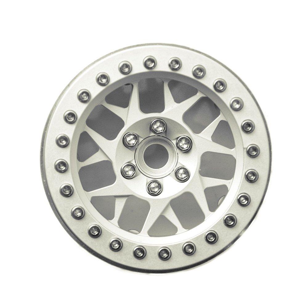 Ulepszone obręcze piast kół Beadlock 2,2 cala z wewnętrznymi beadlockami do samochodu RC 90018 Wraith #7 (4-częściowy, Srebrny)