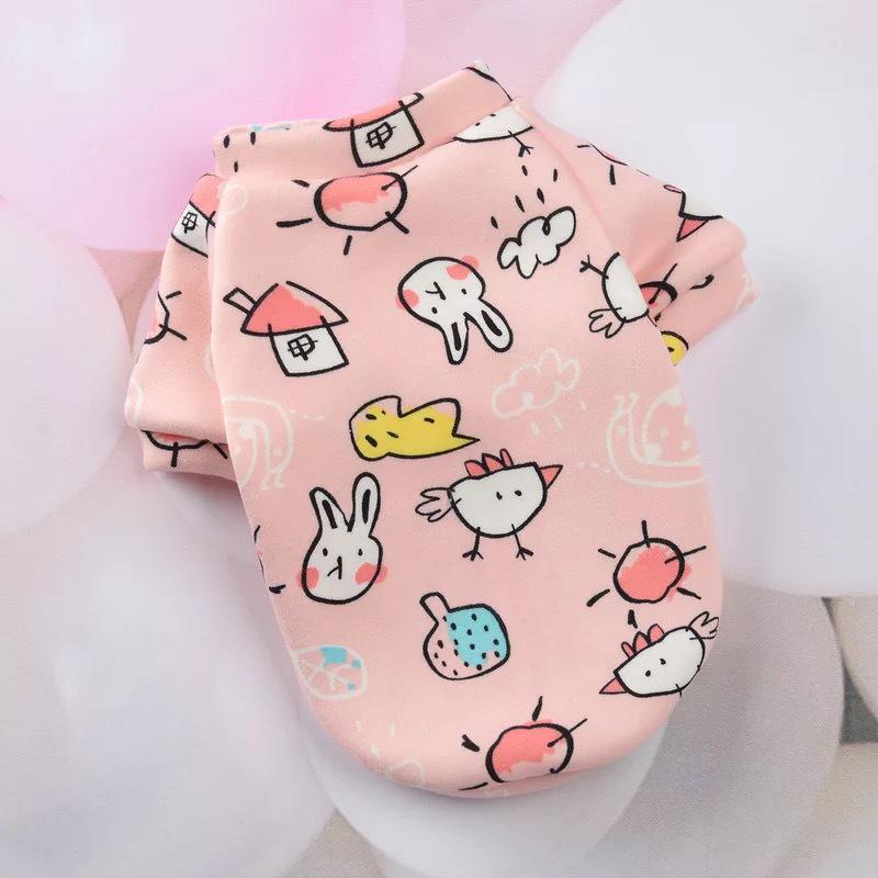 New Cute Cartoon Print Fleece Lined Warm Clothes for Small Dogs and Cats