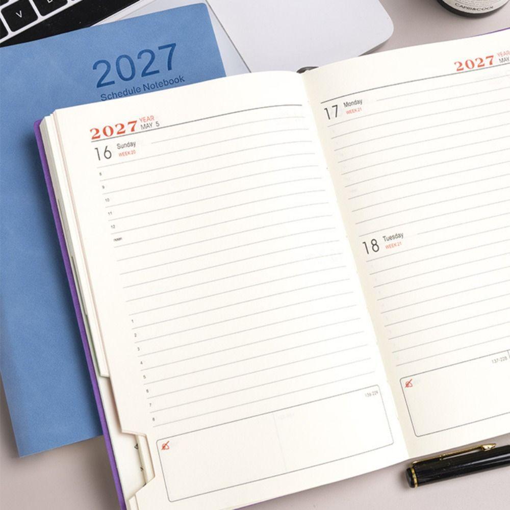 Portable A5 2027 Planner with Monthly & Weekly Plan Pages 365 Days Agenda Book Efficiency Schedule Notebook School Office
