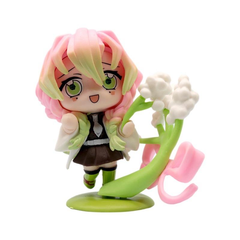 Flower Birth Figurines 6 Pcs 7Cm Tanjiro Nezuko Zenitsu Car Dashboard Desktop Ornaments Anime Figures For Kids Adults Children's Birthday Gift Holiday