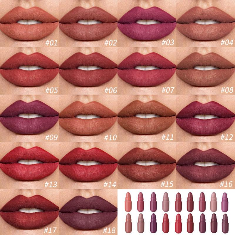 Magic Casa 18-Color Mini Matte Velvet Lipstick Set - Long-lasting & Non-transferable