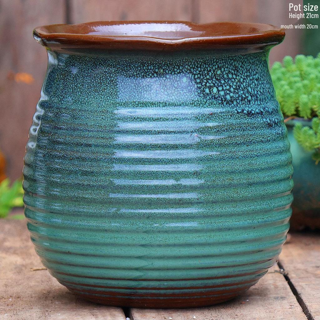 Large Handmade Ceramic Pottery Planter for Courtyard Landscaping - Ideal for Tall Orchids and Bougainvillea