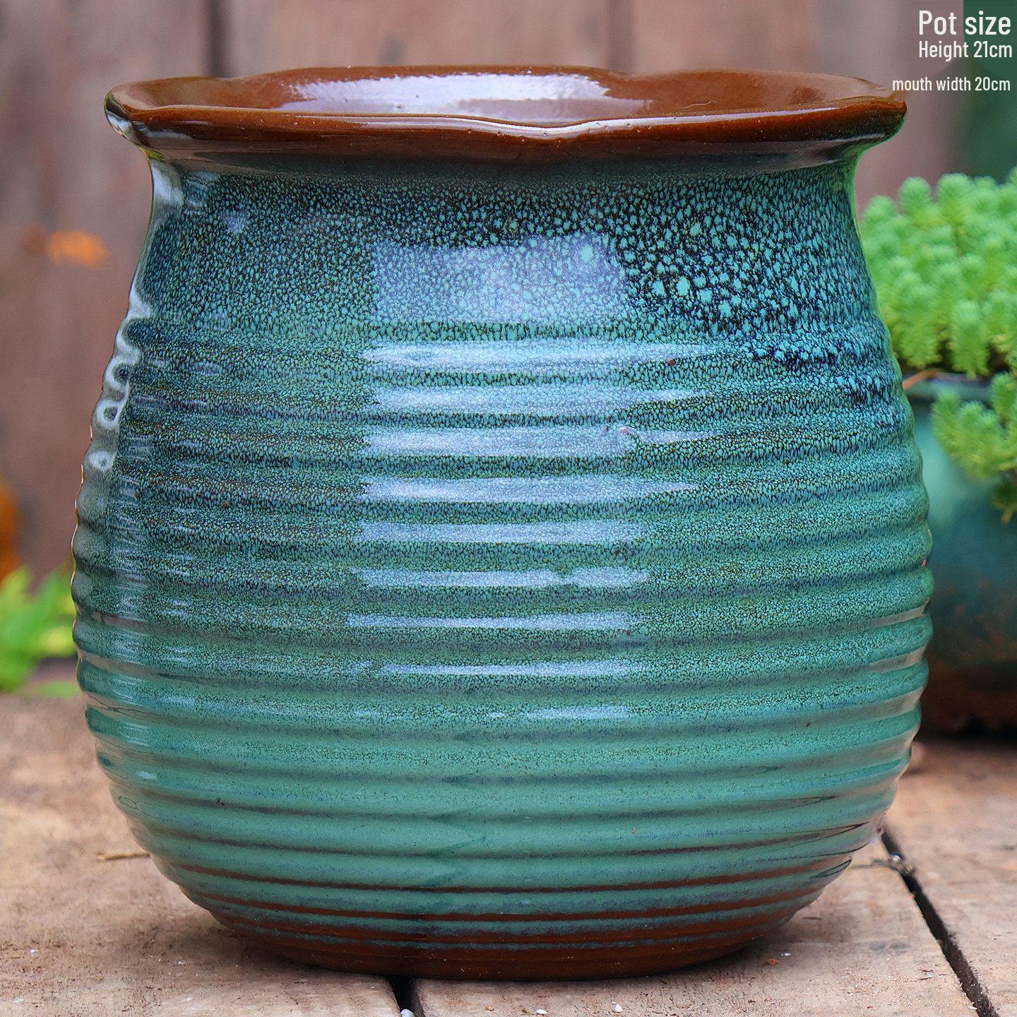 

Большой керамический горшок ручной работы для суккулентов и орхидей - Дышащий, Грубозернистый глиняный горшок для бонсай Large - Ceramic