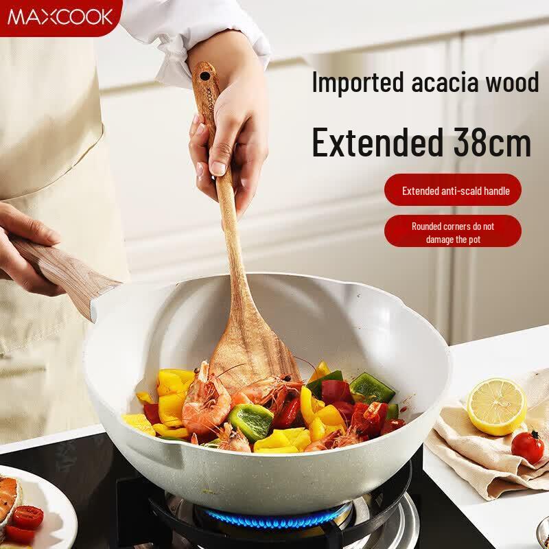 MAXCOOK Утолщенная удлиненная деревянная лопатка для жарки