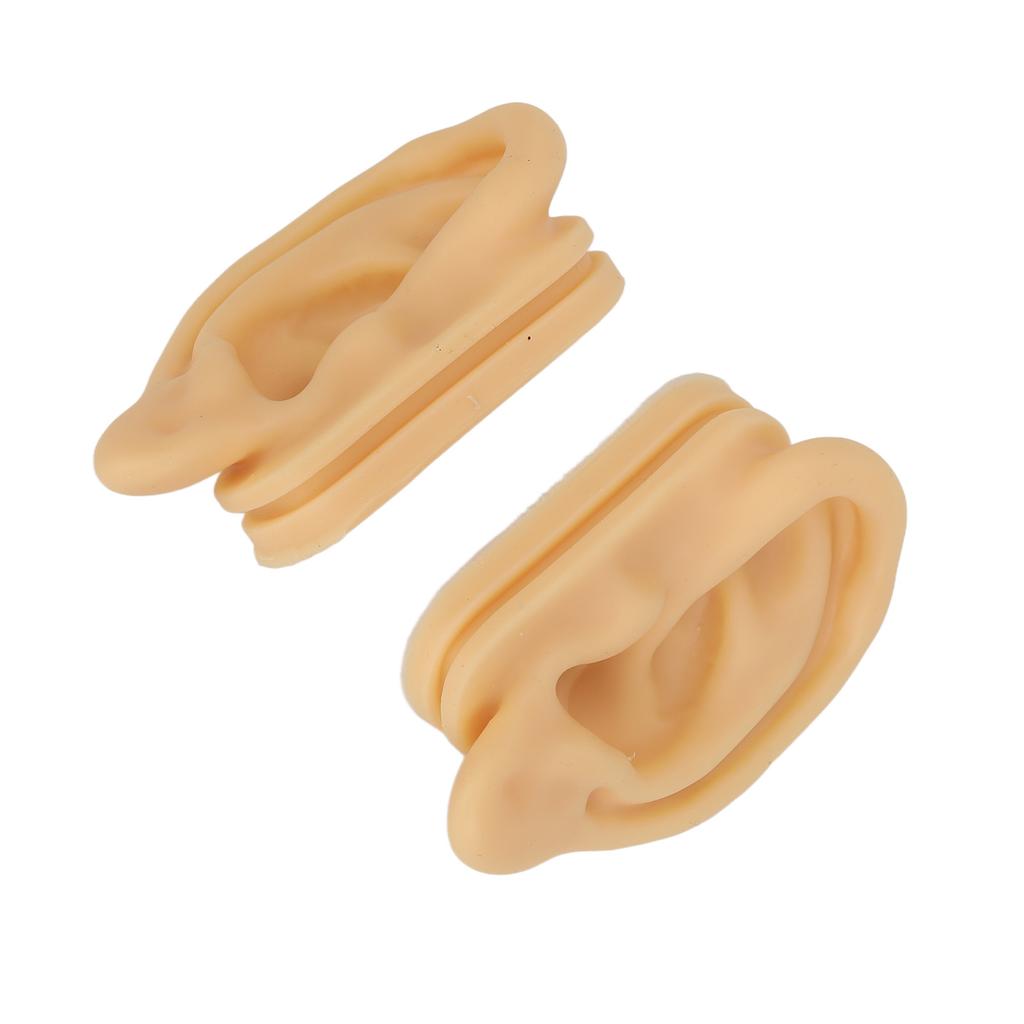 Silicone Ear Model Lifelike Soft Left Right Ear Piercing Practice Model for Earrings Earphones Display 1 Pair