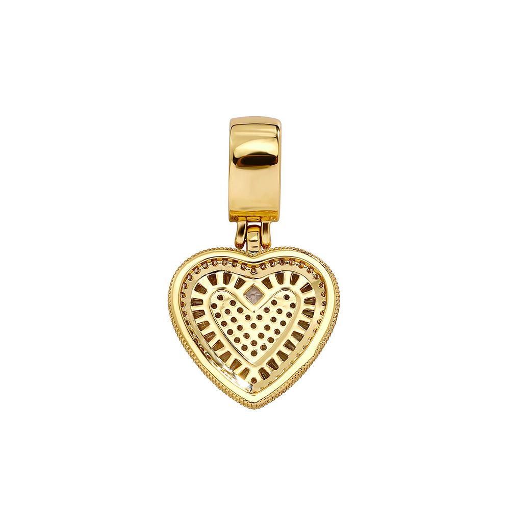 Gold Color Iced Out Heart Pendant Necklace For Men AAA+ Cubic Zirconia Stainless Steel Rope Chain hip-hop women's Accessories