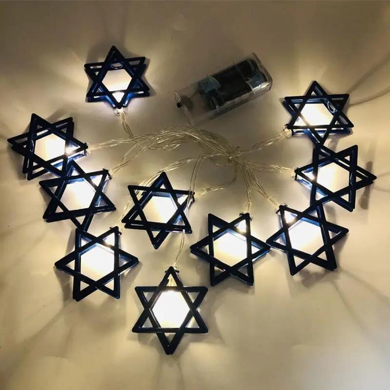 1.65 Meters Hanukkah Star Of David String String 10 Led Lights Hanukkah Festival Decor String Lights Decoration New Gift