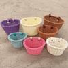 Hand-Woven Rattan-Style Detachable Bicycle Storage Basket for Children's Scooters - Small, Lidless