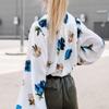 Autumn New Stand Collar Floral Print Casual Blouse Women Lantern Sleeve Tops Loose Office Shirt for Women Fashion Vintage Plus Size Blouses 24681