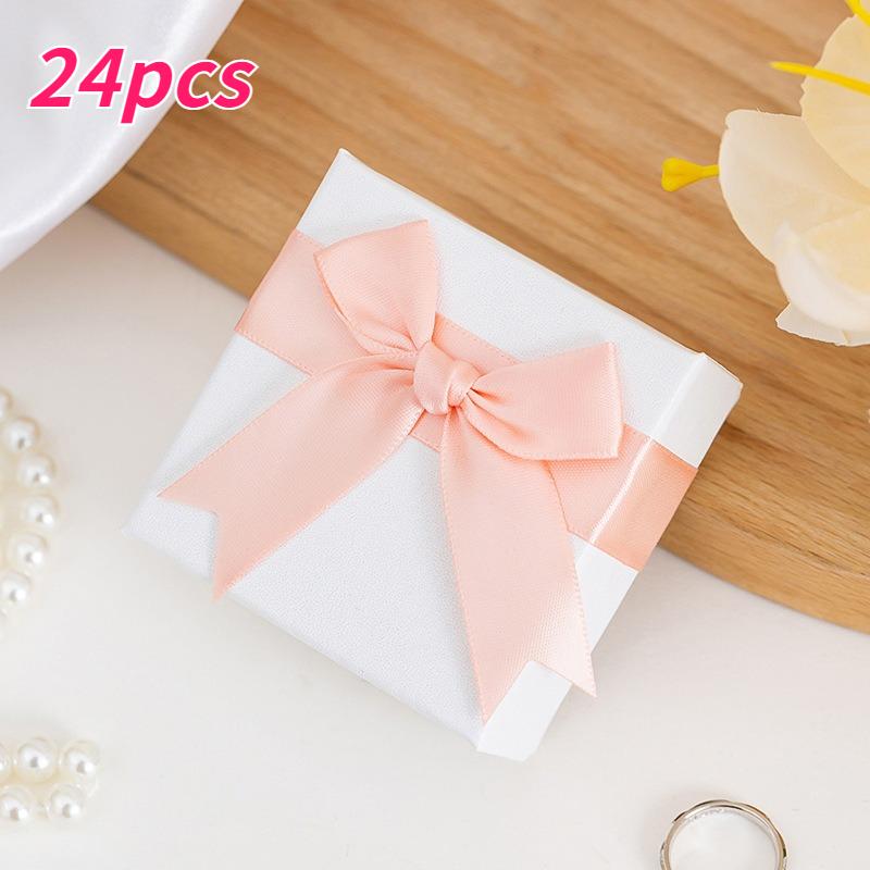24pcs Bow Jewelry Boxes Necklaces Earring and Ring Jewelrys Display Case Cardboard Storage Box Valentine's Day Jewelry Packaging