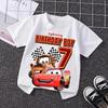Lightning McQueen Number T-Shirt Simple Basic Toddler Short Sleeve Anime Trend Anime Cartoon Summer Tops Birthday Clothes Gift