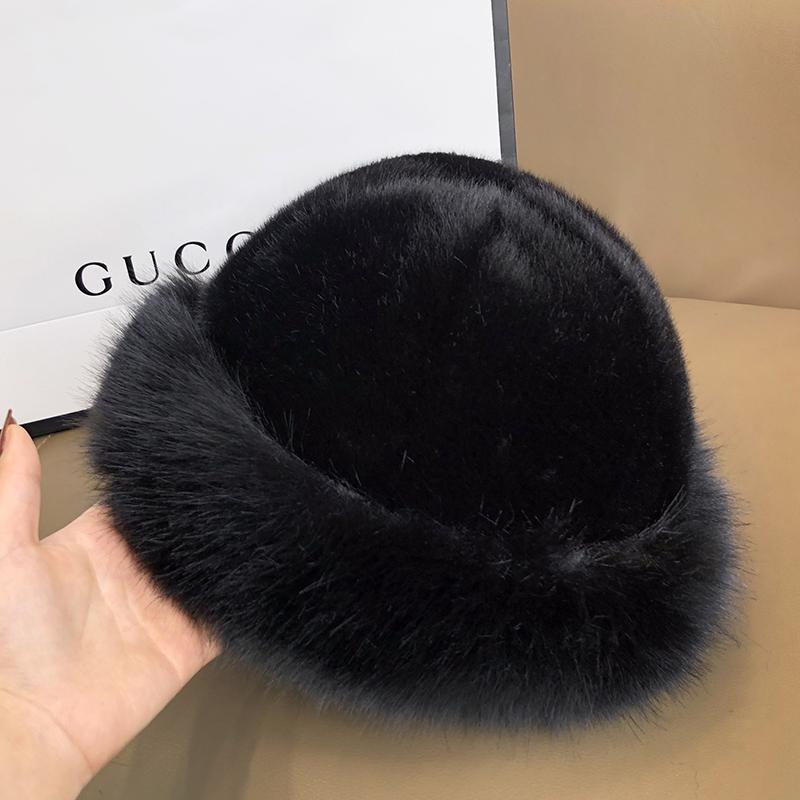 White Imitation Fur Plush Hat Women's Autumn and Winter Thickened Ear Protection Warm Fluffy Bucket Hat Cold Mongolia Hat