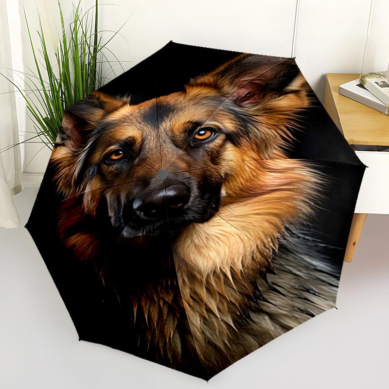 1pc Cute dog pattern Umbrella Portable Folding Umbrella Iron Frame Hole Bone Structure Outdoor Home Umbrella