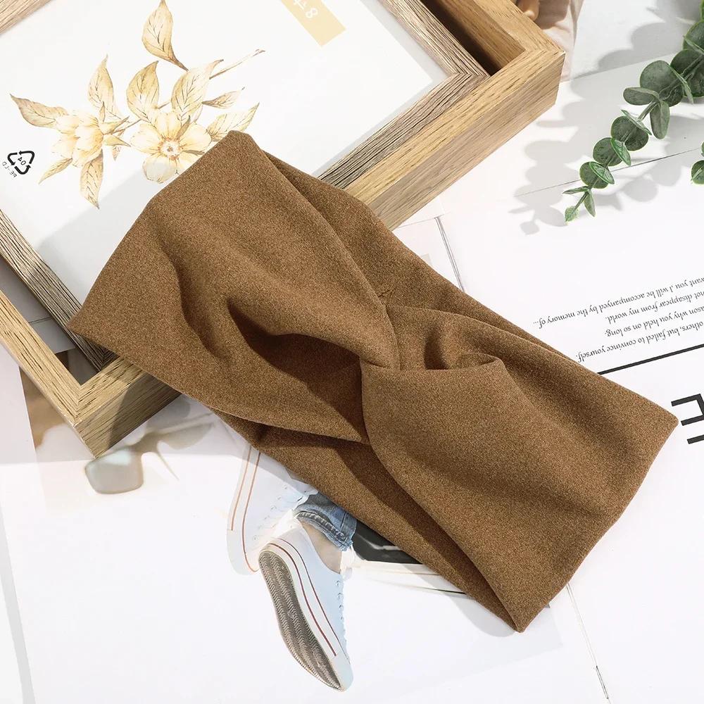 1 Pcs Retro Cross Turban Women Girls Solid Color Hairband Knitted Soft Headband Bandage Turban New Fashion Hair Accessories