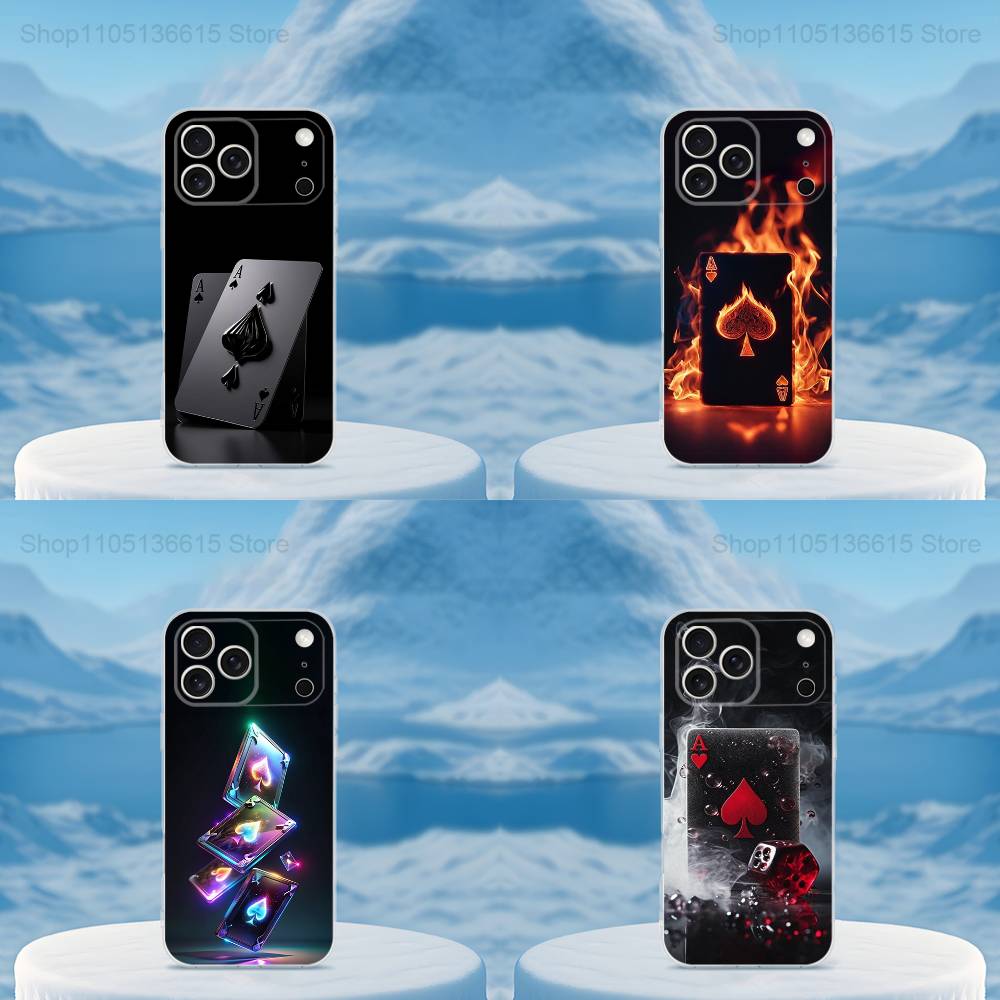 Poker Dream Ace Phone Case For iPhone 16,15,14,13,12,11,17 Pro,Max,Plus,X,XS,XR,SE,Mini Transparent Soft Cover