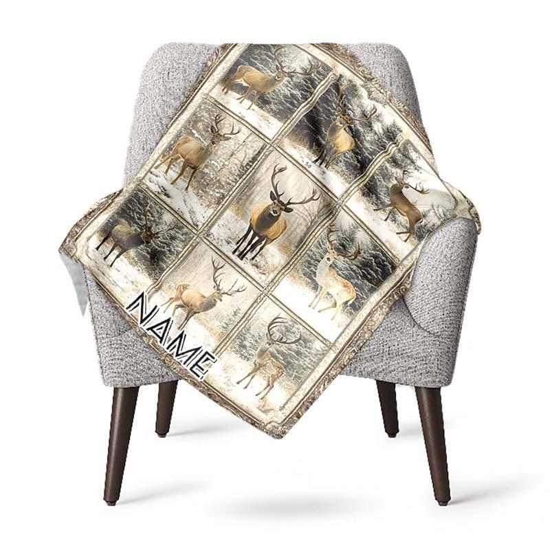 240Gm2 Deer Customize Your Name Outdoor Blanket Suitable For All Seasons Comfortable And Warm Soft Blanket Suitable For Travel Gifts For Relatives And