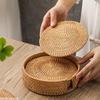 Retro Rattan Coaster Table Natural Woven Rattan Cup Coaster Drink Mug Pot Tea Coffee Placemat Handmade Kitchen Accessories