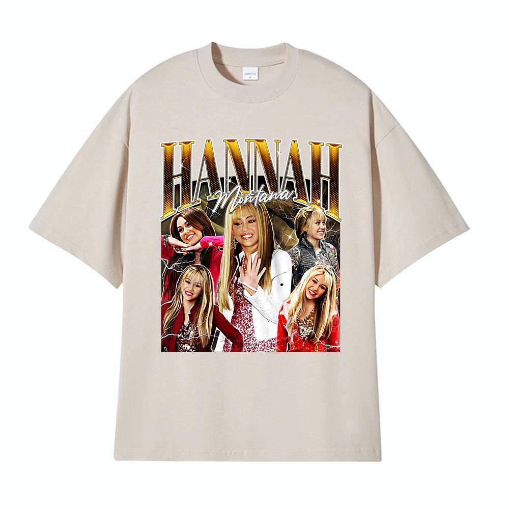 Hannah Montana Vintage Pop Graphic Tshirts Men Womens Clothing Fashion Aesthetic T Shirt ONeck Pure Cotton Tshirt Streetwear