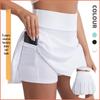 Women's Silk Grid Pleated Yoga Skirt Pants: Summer Quick-Drying, Hip-Lifting, Fitness Skort for Running, Sports, and Tennis