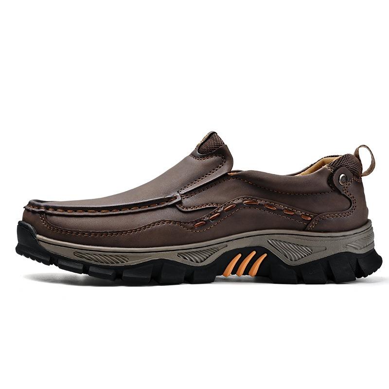 Large Size Men's Leather Shoes Thick-soled Wear-resistant Rubber Outdoor Casual Cover Leather Shoes