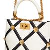 Valentino Roman Stud Series Diamond Pattern Soft Lambskin Removable Adjustable Chain Shoulder Strap Crossbody Shoulder Tote Bag Small WW0B0I97ZDFA81