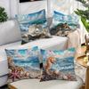 4-piece Summer Beach Pillowcase Set - Featuring Seahorse, Starfish, and Seashell Patterns, Suitable for Sofas, Cars and Bedrooms