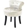 Dressing Table Stool with Rubber Wood Legs, Ice Velvet Vanity Stool for Living Room Bedroom, Beige