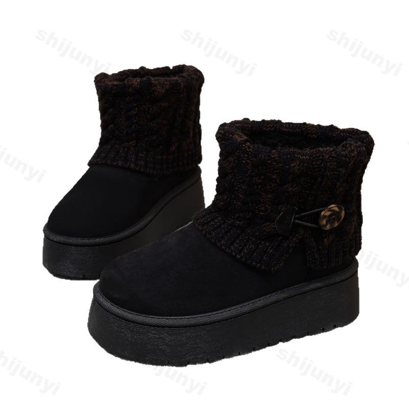 Fashion Women Snow Boots Plush Warm Anti Slip Comfortable Ankle Boots Fluffy Round Toe Platform Cotton Boots 2025 Winter Botas Mujer