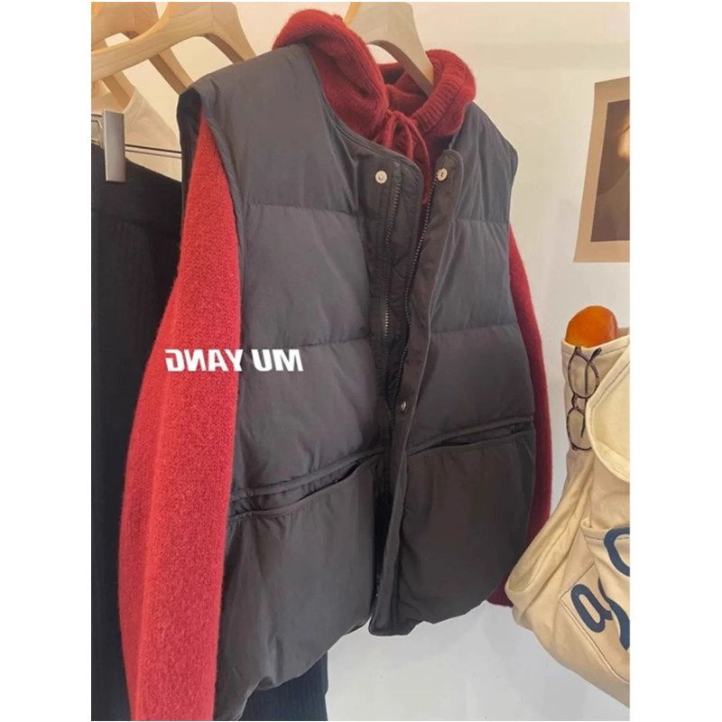 Ladies Korean Simple Vest Coat Women's Autumn and Winter 1.00 Kg-150.00 kg Plus Size Easiest for Match Loose and Warm Sleeveless Cotton-Padded Jacket
