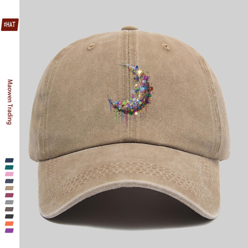 Pc Shimmering Moon Pattern Printed Baseball Cap Cool Printed Trucker Sun Hat Comfortable Lightweight Papa Cap Dad Mom Beach