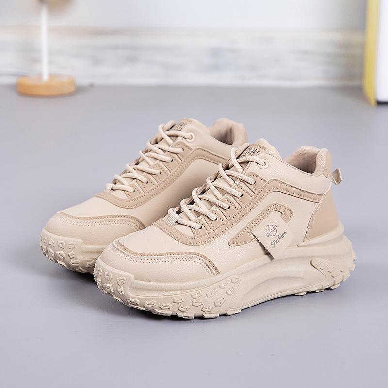 

Женские кроссовки «папины» 2025 весна-осень новые высокие дышащие на высокой толстой подошве спортивные для бега повседневные женские туфли ins тренд 35 хаки