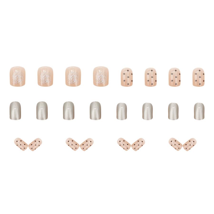 Metal New Polka-dot Nail Art Patch Nail Temperament Whitening High-end Wear Short Ins Wear Nails 24 Pieces